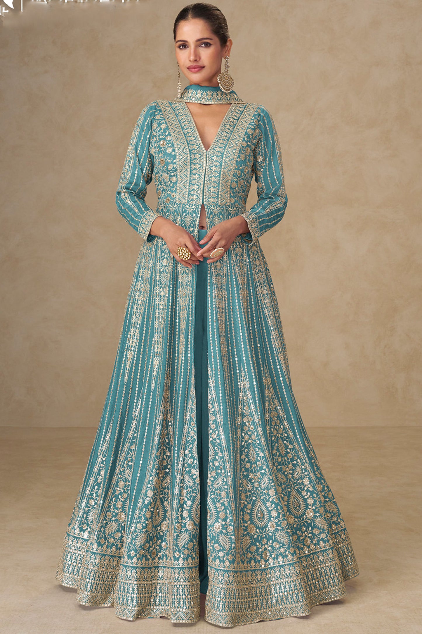 Women Stitched Designer Ready To Wear Wedding Anarkali Gown 