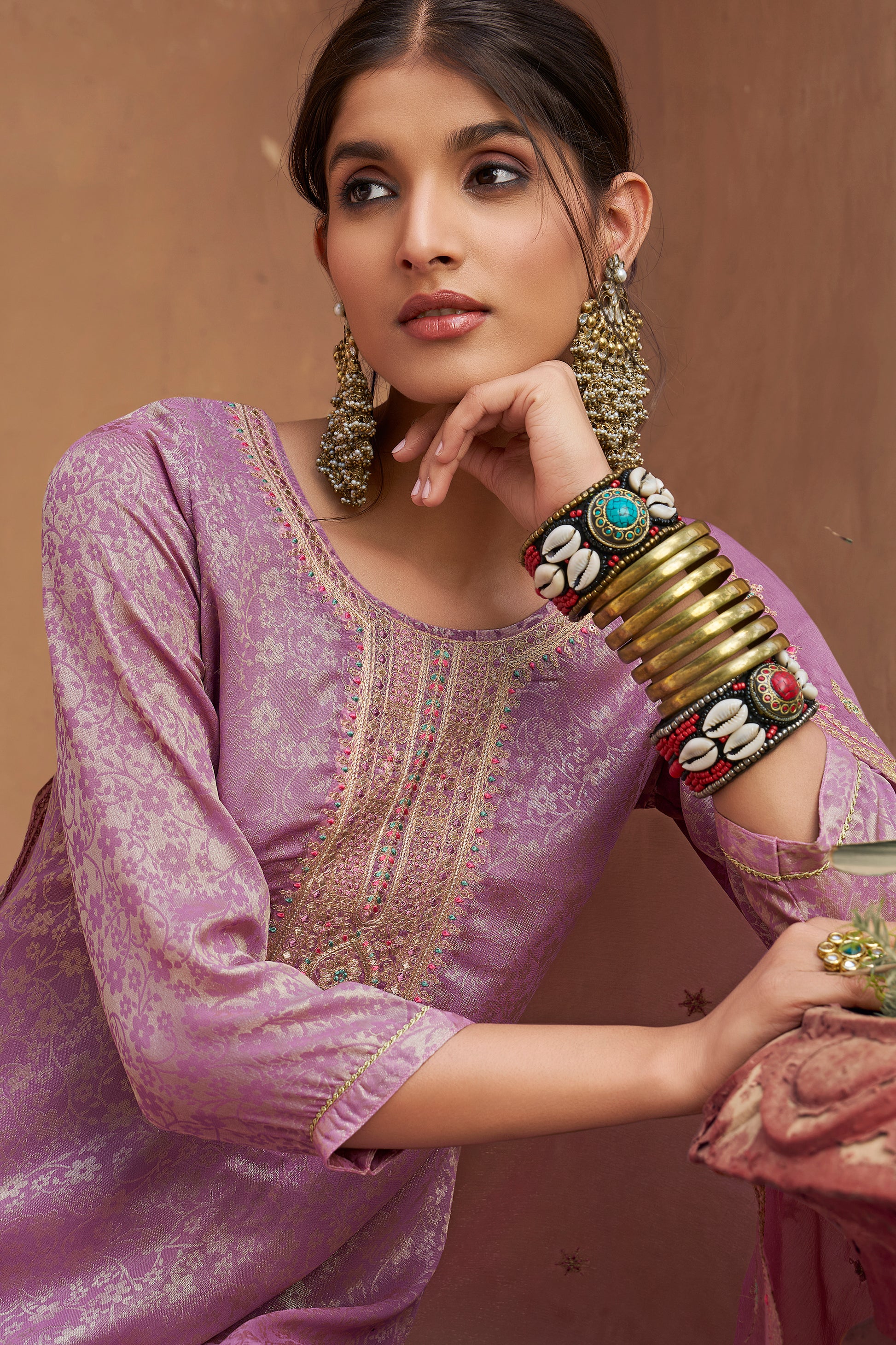 Traditional Indian Designer Silk Fabric Salwar Kameez, ideal for wedding and festive occasions.