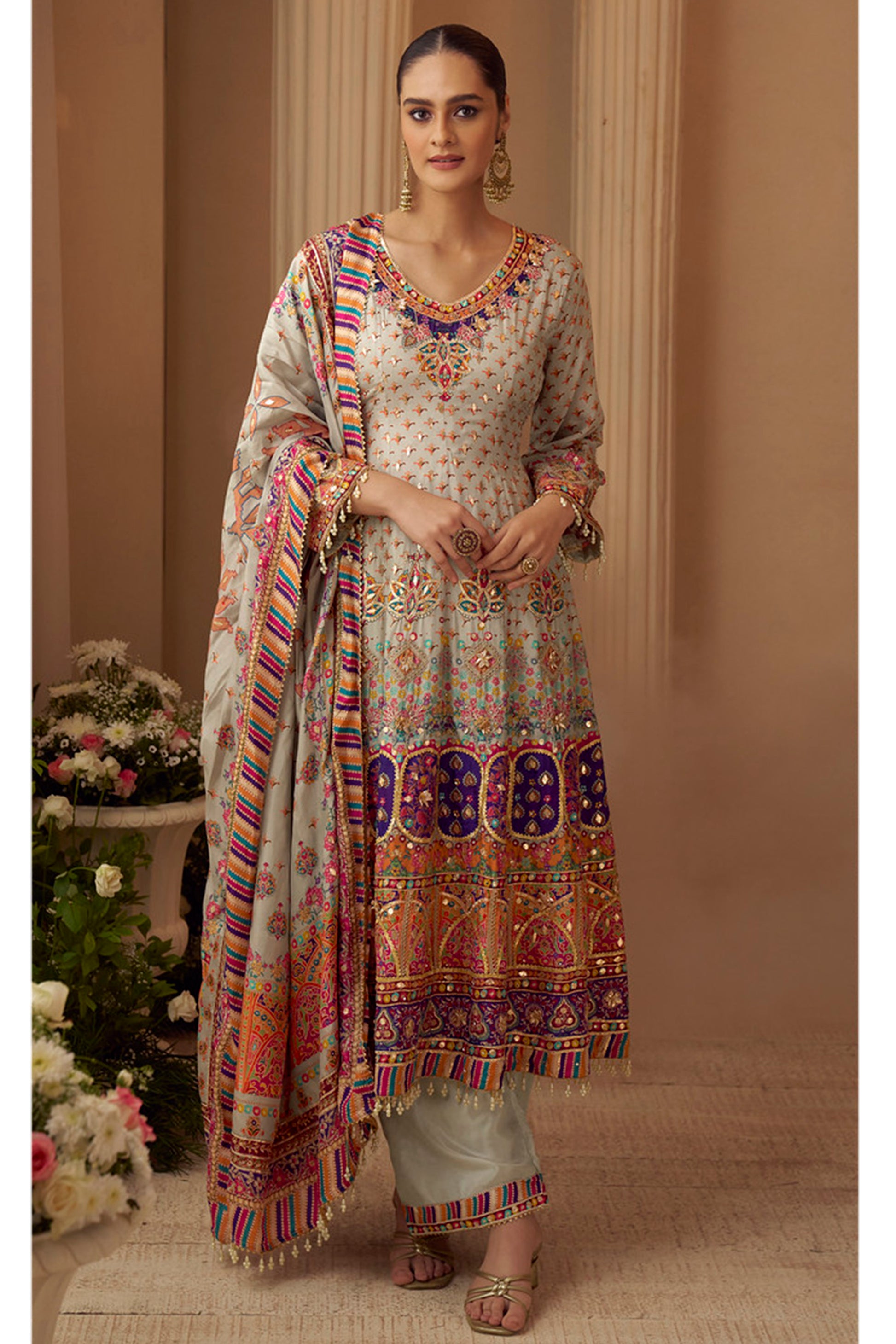 Pakistani Designer Readymade Palazzo Suit 