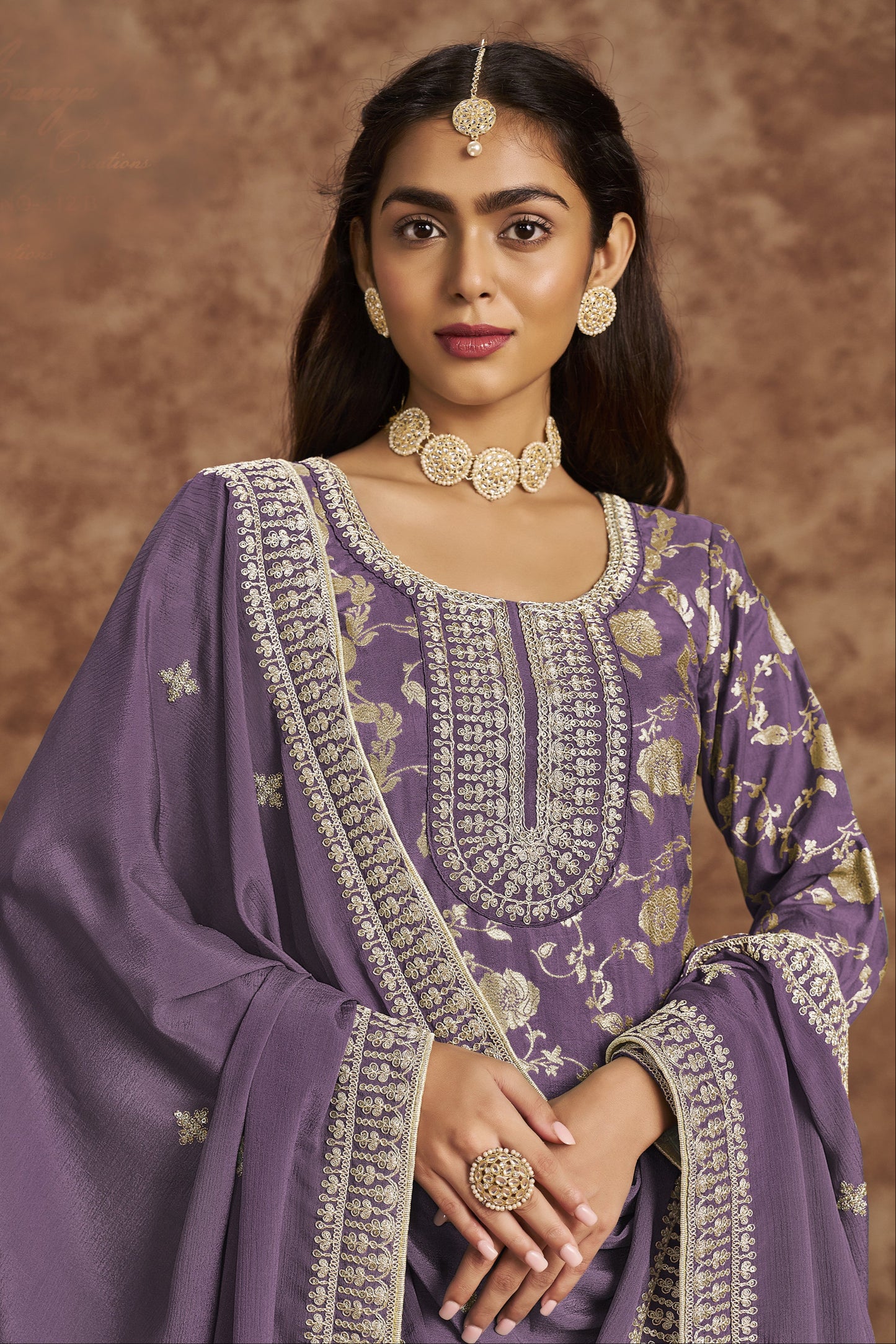 purple salwar kameez full length silhouette on model