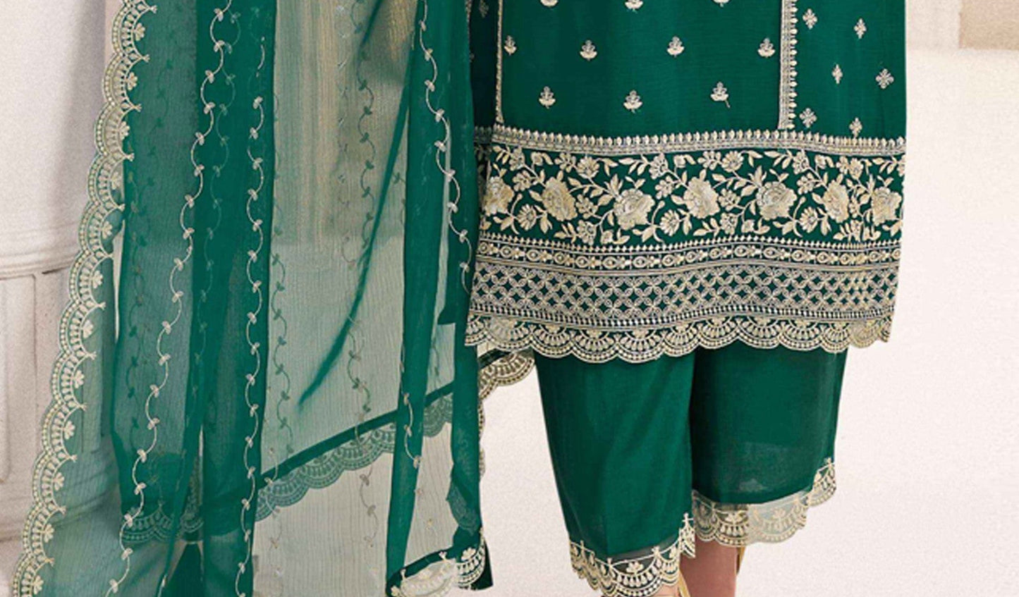 Latest salwar kameez designs in teal green shade