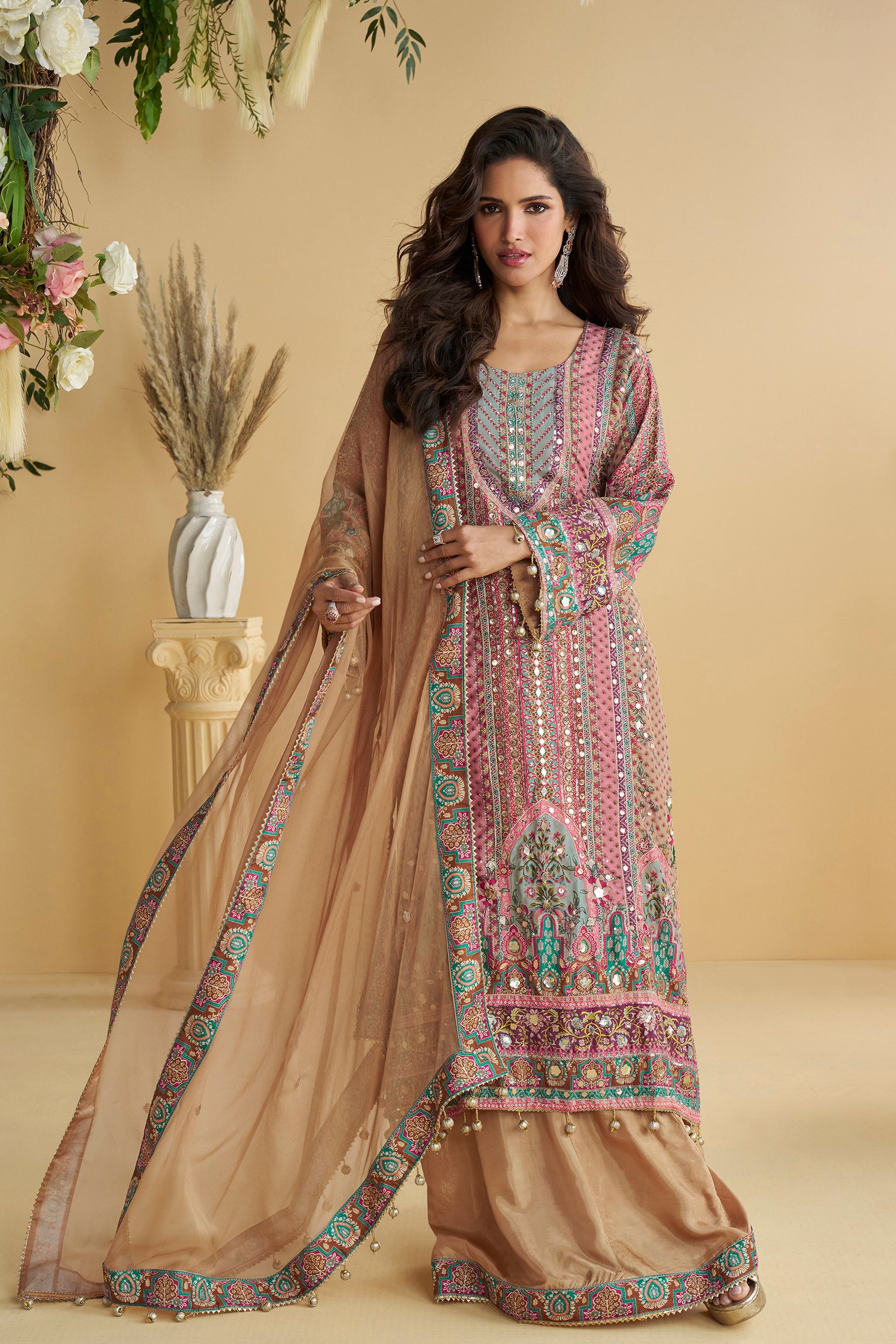 Women's Stitched Embroidered Palazzo Suit 