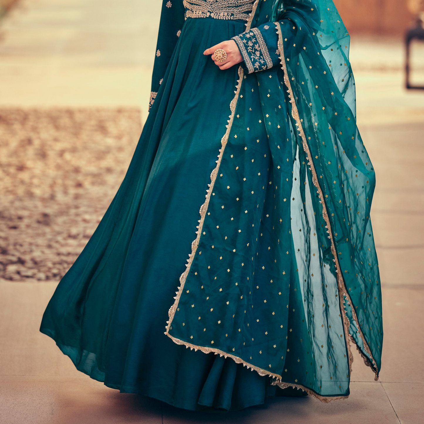 Wedding Anarkali Dresses for Embroidered Worked Chinon Silk Gown With Dupatta
