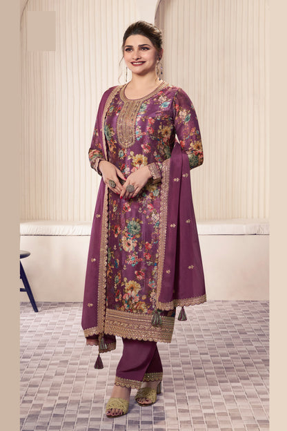 Purple party wear salwar kameez full front view