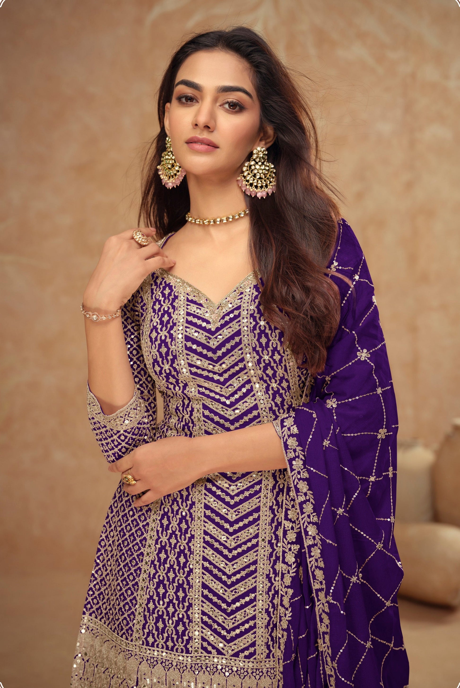 Ethnic Style Western Wedding Palazzo Suit 
