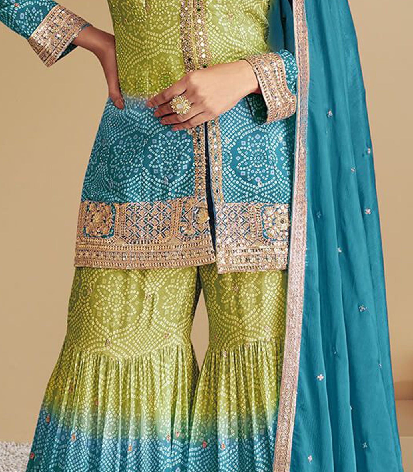 Multcolo sharara suits for women with embroidery work