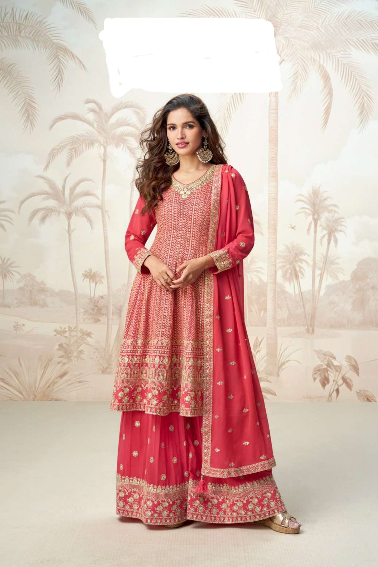 Pink Ethnic Style Wedding Palazzo Suit 