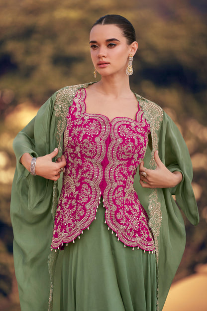 Premium Western Silk Suit For Women With Sage Green Dupatta