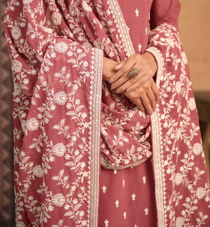 Peach Salwar Kameez Back View - Ready To Wear Indian Outfit Ships To USA Canada UK Worldwide 