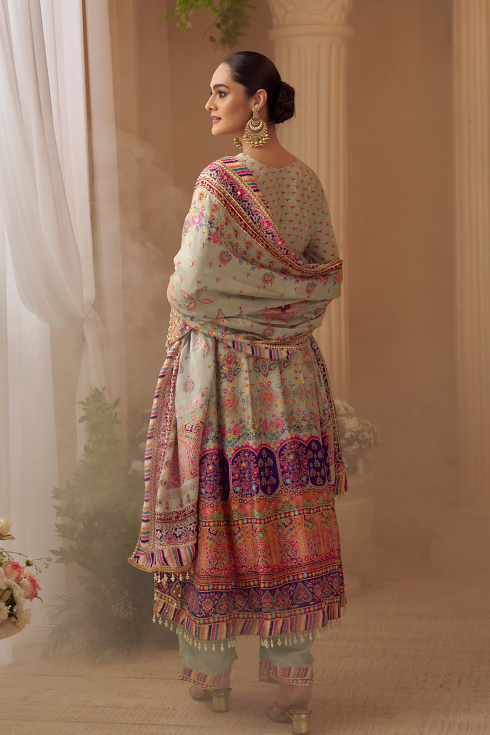 Wedding Crepe Silk Palazzo Suit 