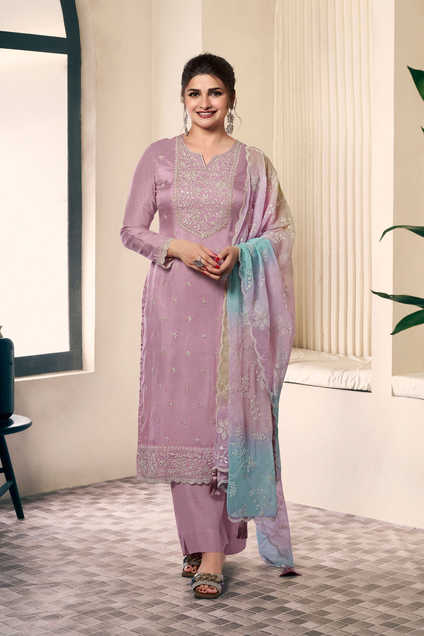 Lavender salwar suit salwar full front view