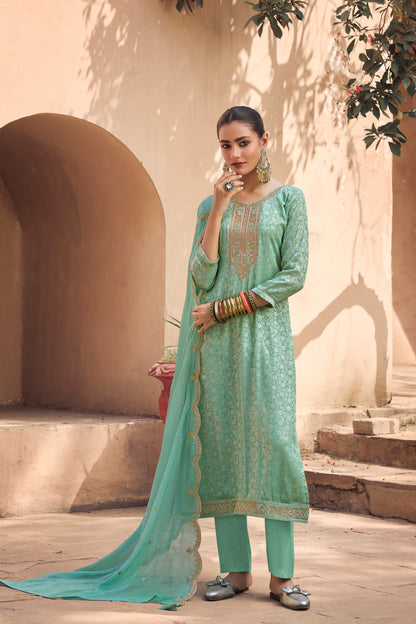 Sky blue shalwar kameez ladies full front view