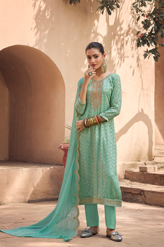 Elegant Wedding Special Silk Designer Salwar Kameez Suit with heavy embroidery work for women.