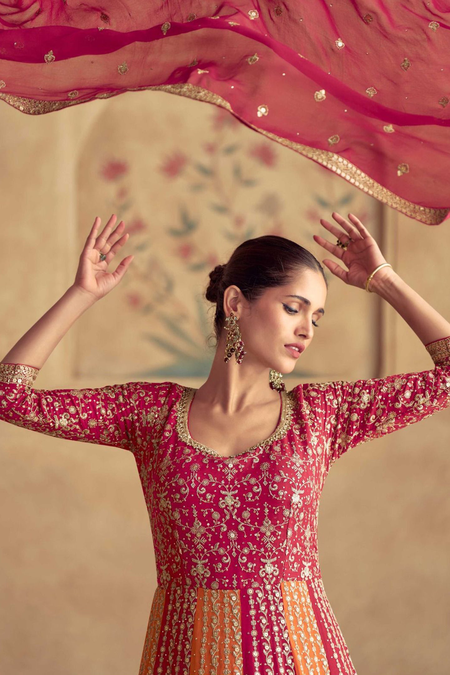 Red Anarkali Dress for Wedding With Georgette Dupatta For Wedding Party Wear