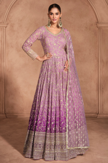 Pink Anarkali Gown Georgette With Dupatta For USA Women's Wear Suit