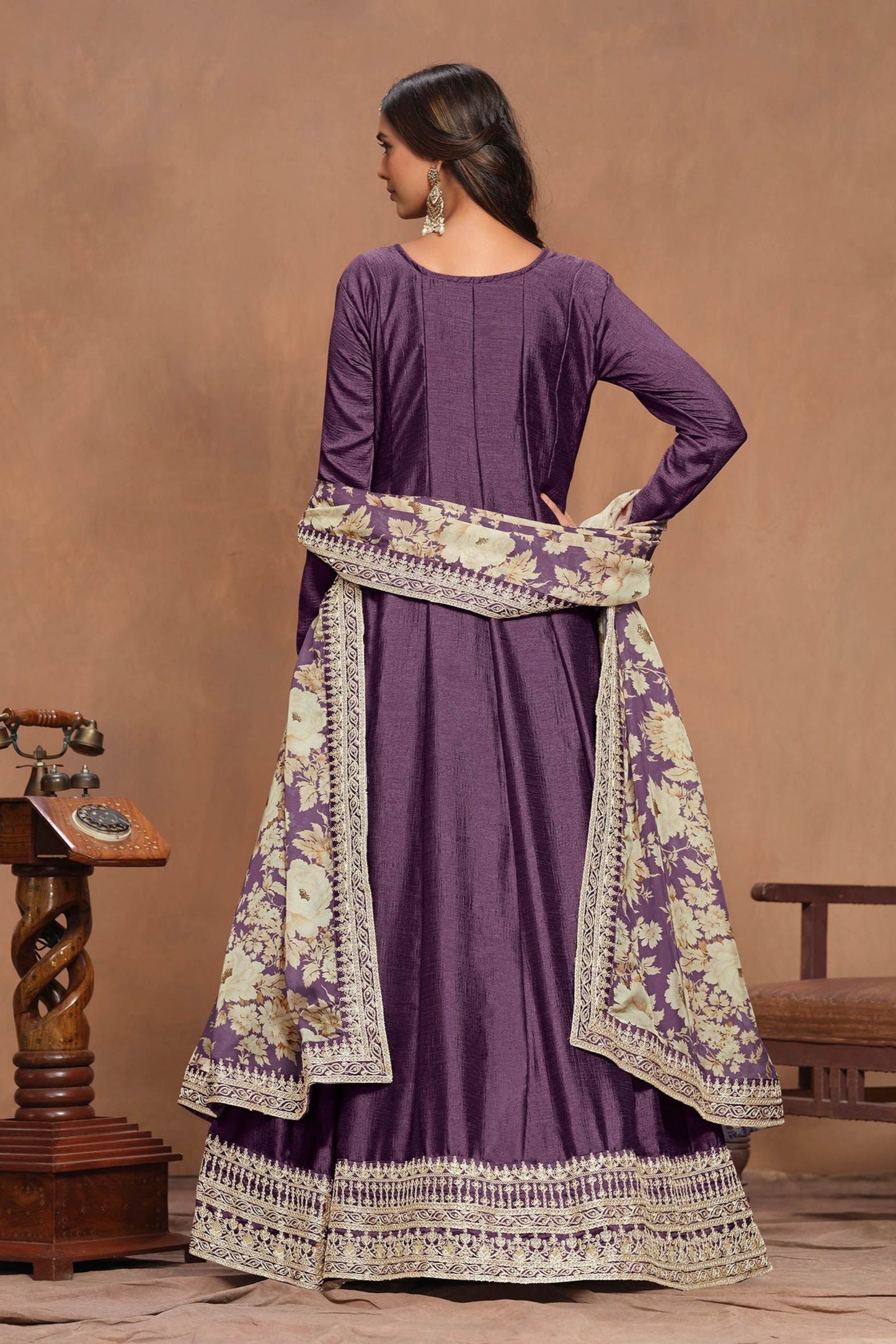 Latest Purple Anarkali Gown with Matching Dupatta for Eid & Diwali Party Wear Suit