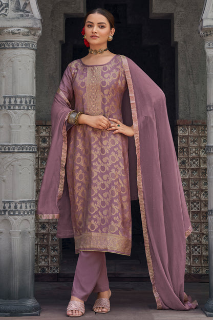 Lavender salwar kameez online usa front view on model