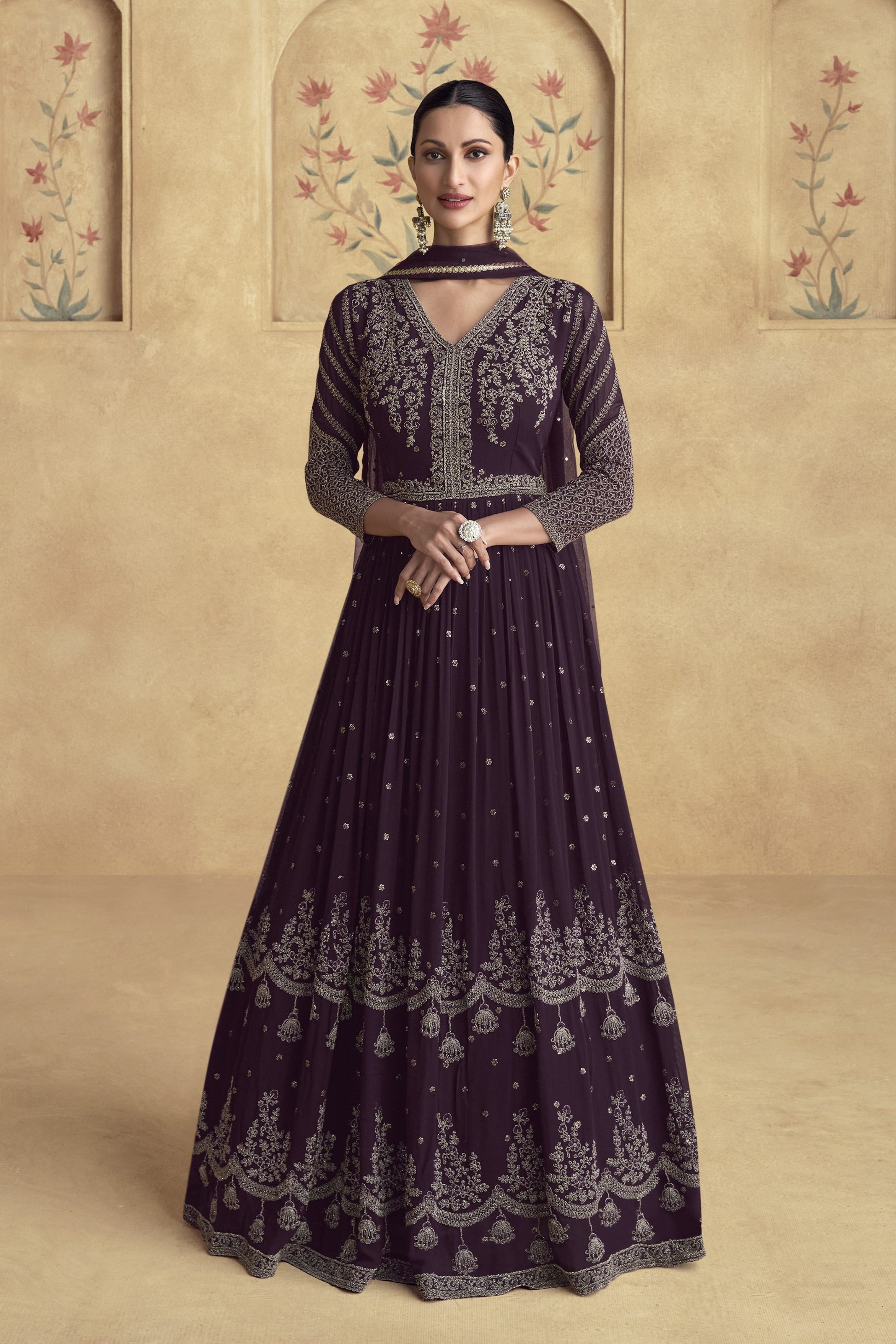 Anarkali Gown in Elegant Traditional Design, Perfect for Weddings and Festive Celebrations.