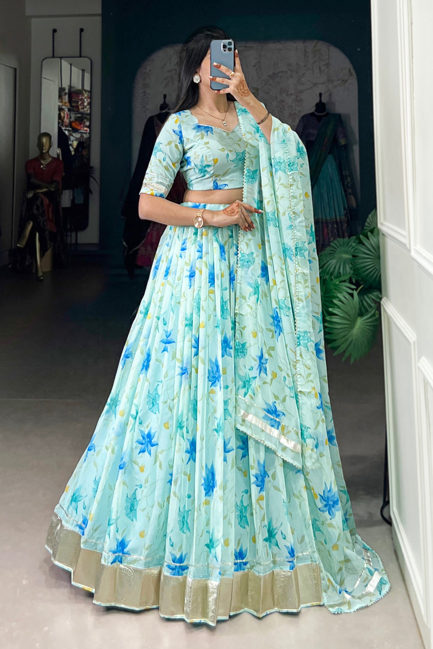 sky bluelehenga,plus size available,Comfort Fit,Premium Fabric,Express Delivery.