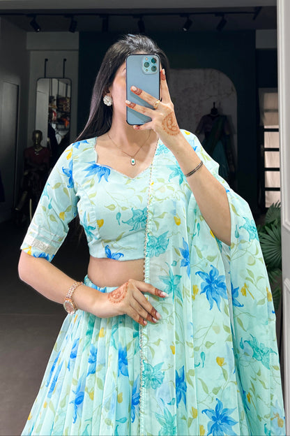 sky bluelehenga,plus size available,Comfort Fit,Premium Fabric,Express Delivery.