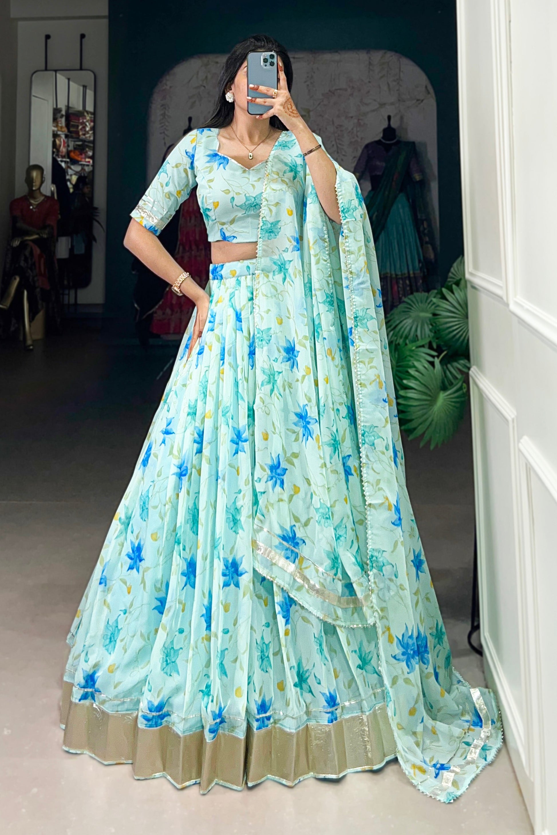 sky bluelehenga,plus size available,Comfort Fit,Premium Fabric,Express Delivery.