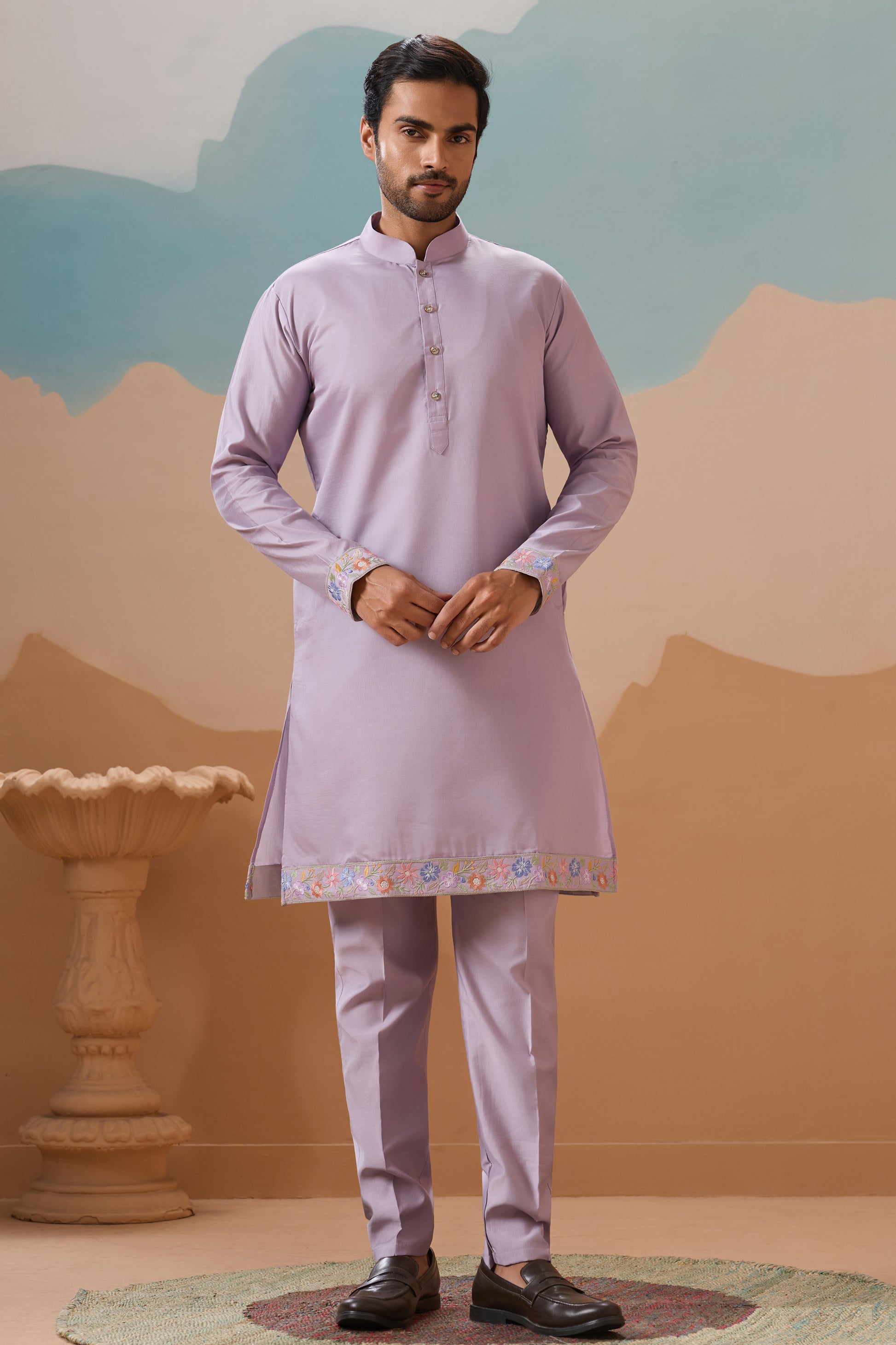 Man Salwar Kurta Traditional Lavender Wedding Style