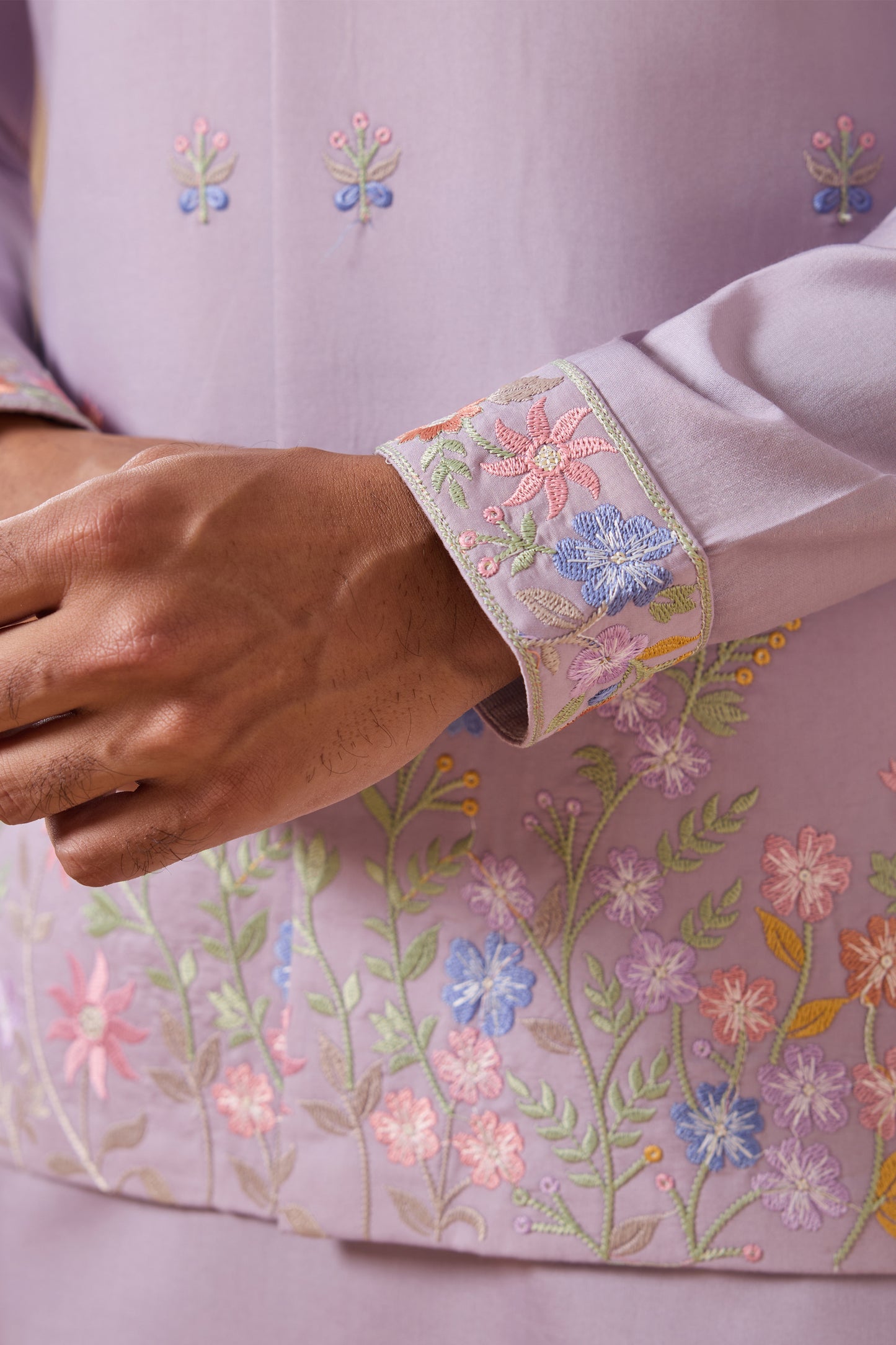 Traditional Mens Kurta Pajama Lavender Styling