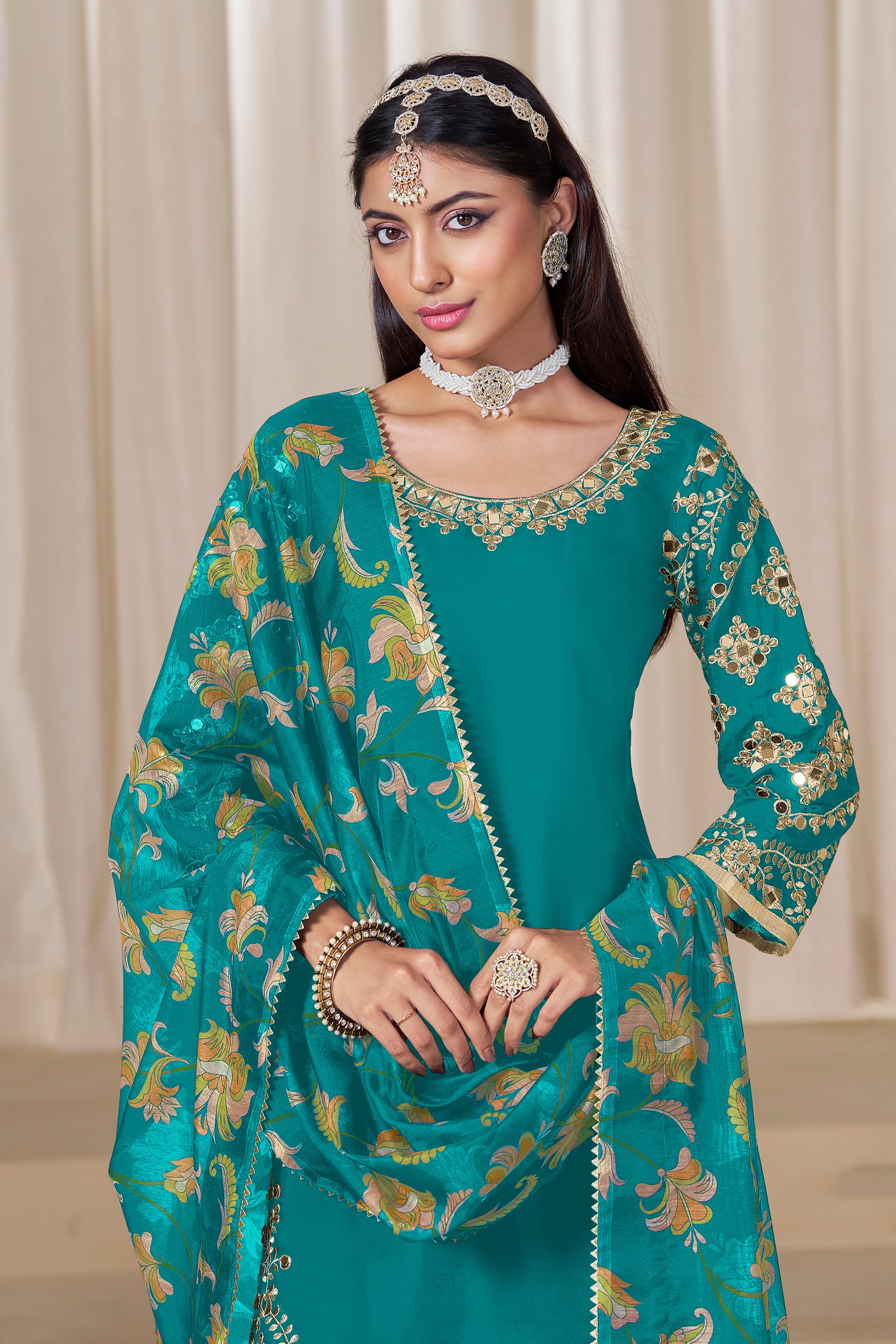 Santoon fabric patiala suit with smooth texture
