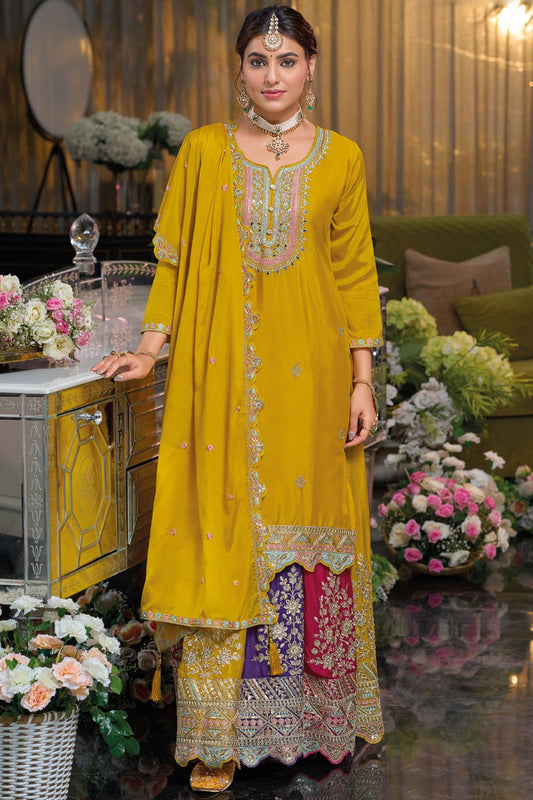 USA Traditional Designer Embroidered Palazzo Suit 