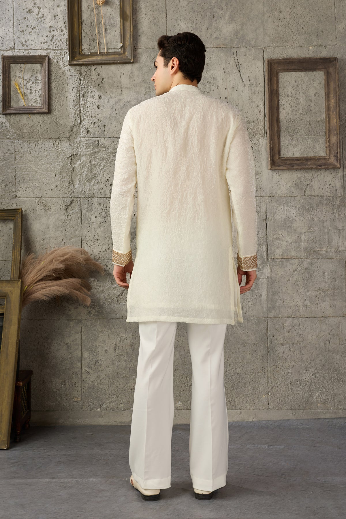 Off-white kurta back view