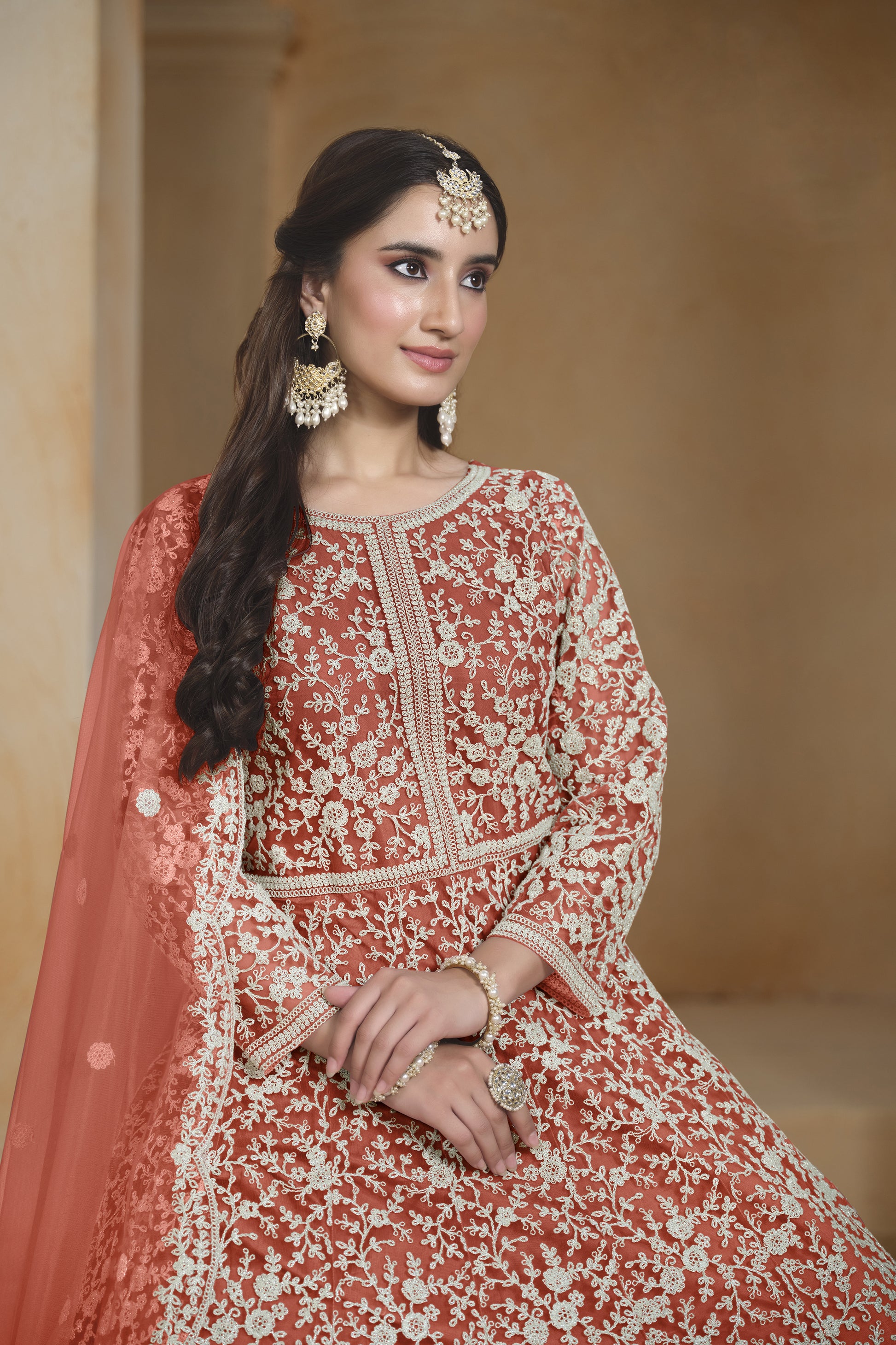 Wedding Function Party Wear Readymade Anarkali Dupataa Dress for UK