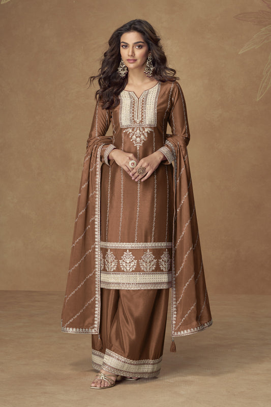 Indian Ethnic Style Brown Weddihng Palazzo 