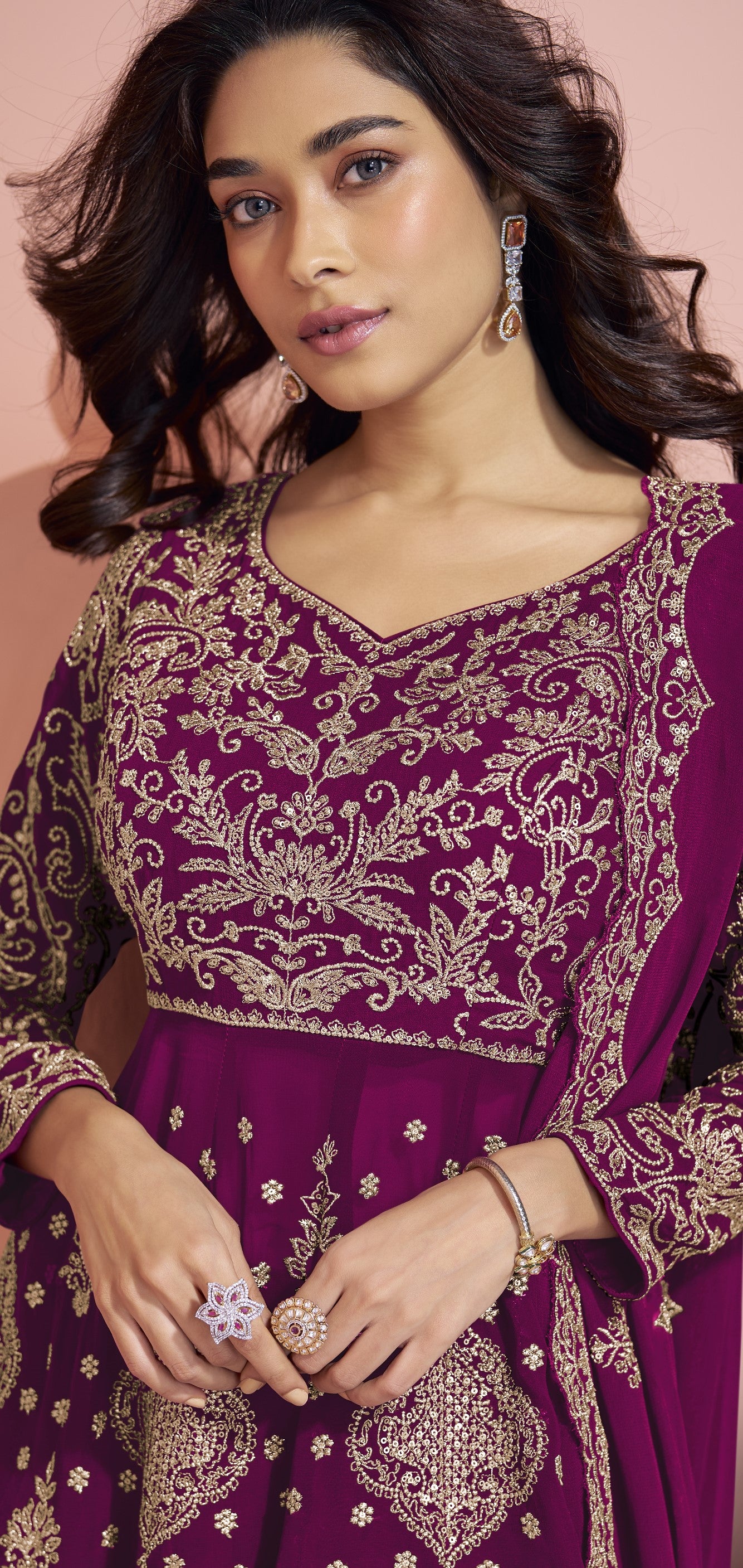 Full Wine Palazzo Suit Set - Ready To Wear Indian Ethnic Outfit USA