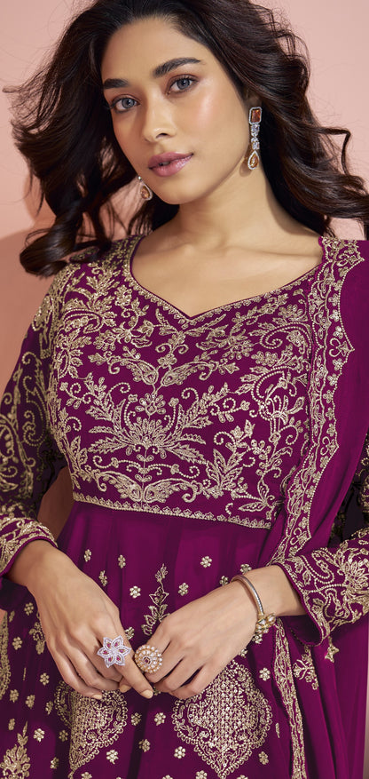 Full Wine Palazzo Suit Set - Ready To Wear Indian Ethnic Outfit USA