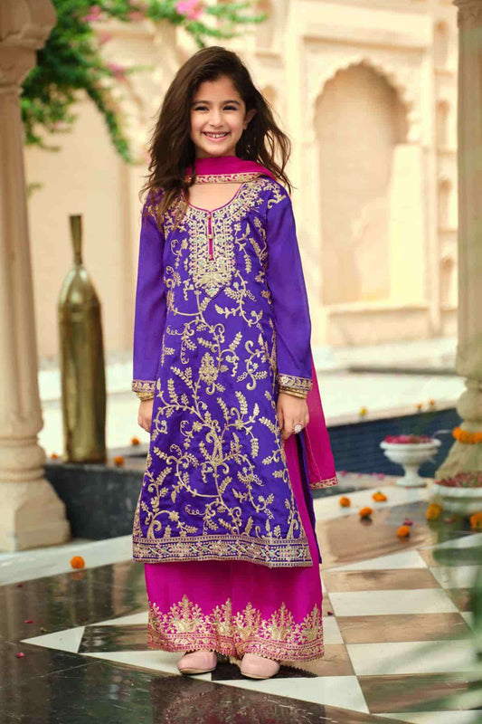 Eid Special Purple Embroidery Work Palazzo Suit 