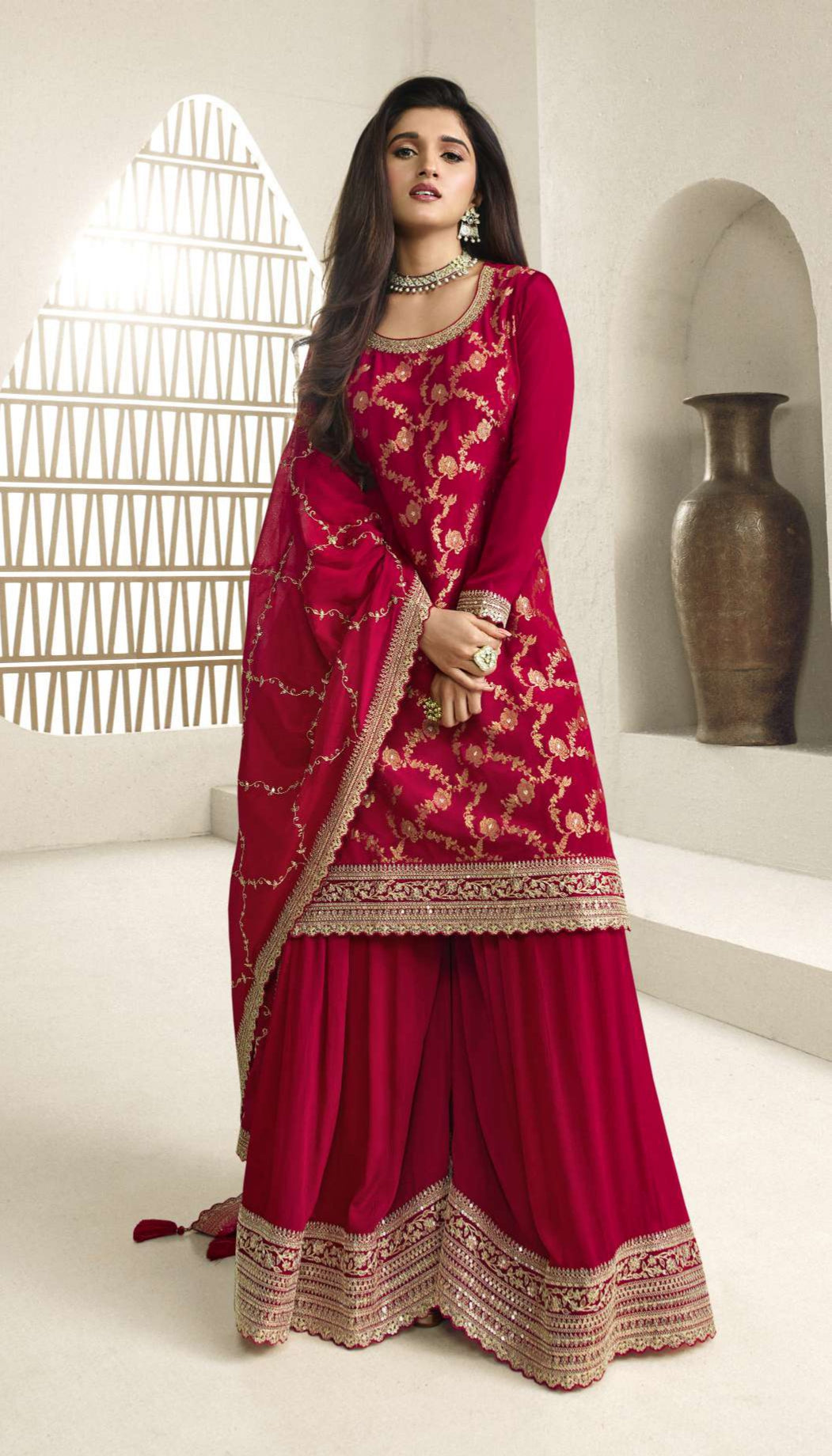 Red Salwar Kameez Stitched Salwar Kameez Suit