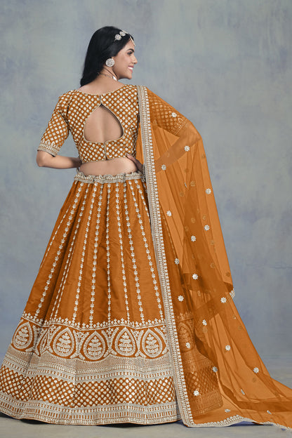 Mustard lehenga choli for wedding guest outfit USA