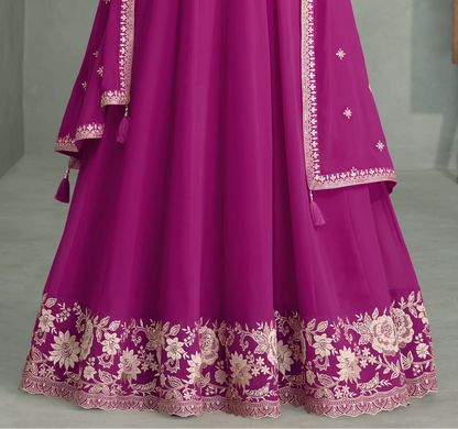 Pink Color Stitched Full Flared Long Anarkali Dupatta Gown for Women's 