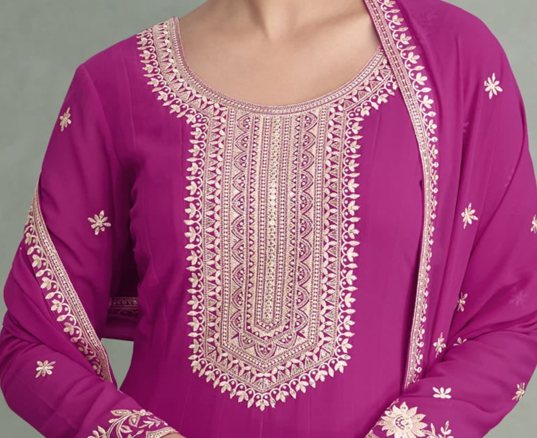 Pink Color Stitched Full Flared Long Anarkali Dupatta Gown for Women's 