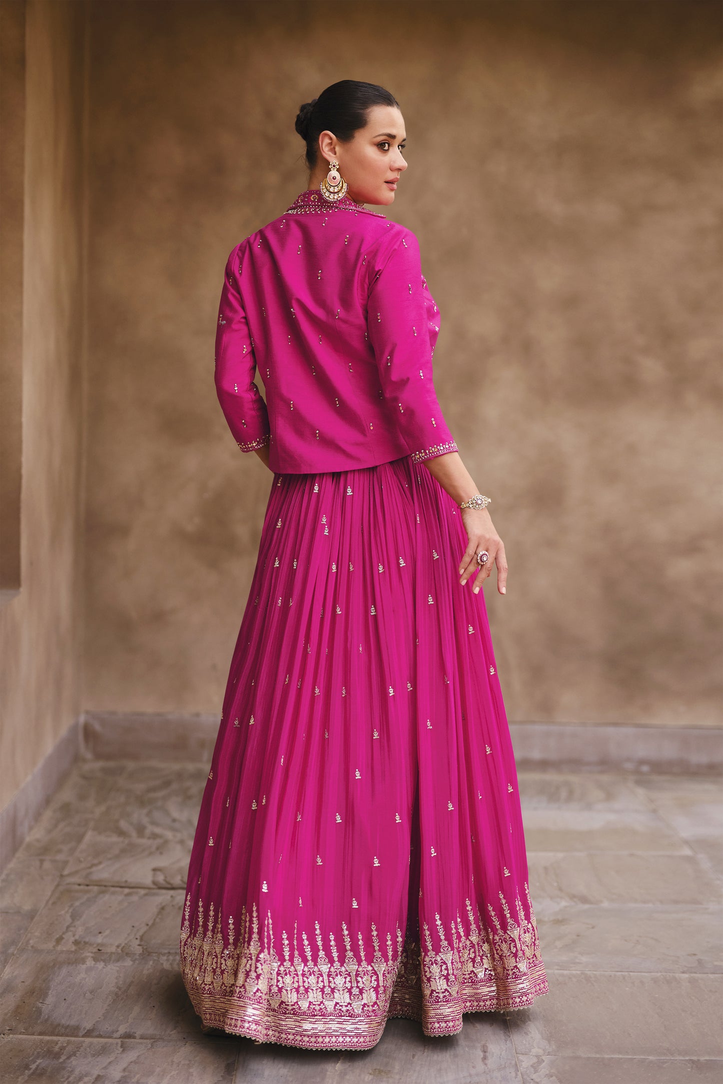 Function Party Wear Pink Georgette Lehenga Choli Embroidery Worked.