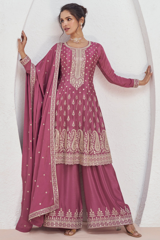Premium Style Pink Salwar Kameez Plazzo Dress For USA Customer