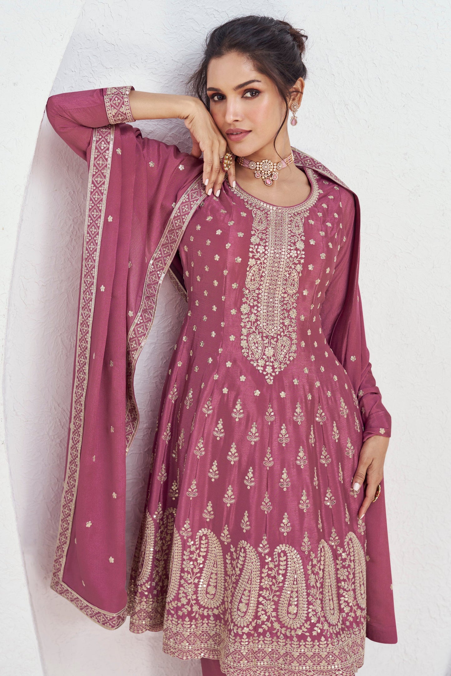Premium Style Pink Salwar Kameez Plazzo Dress For USA Customer