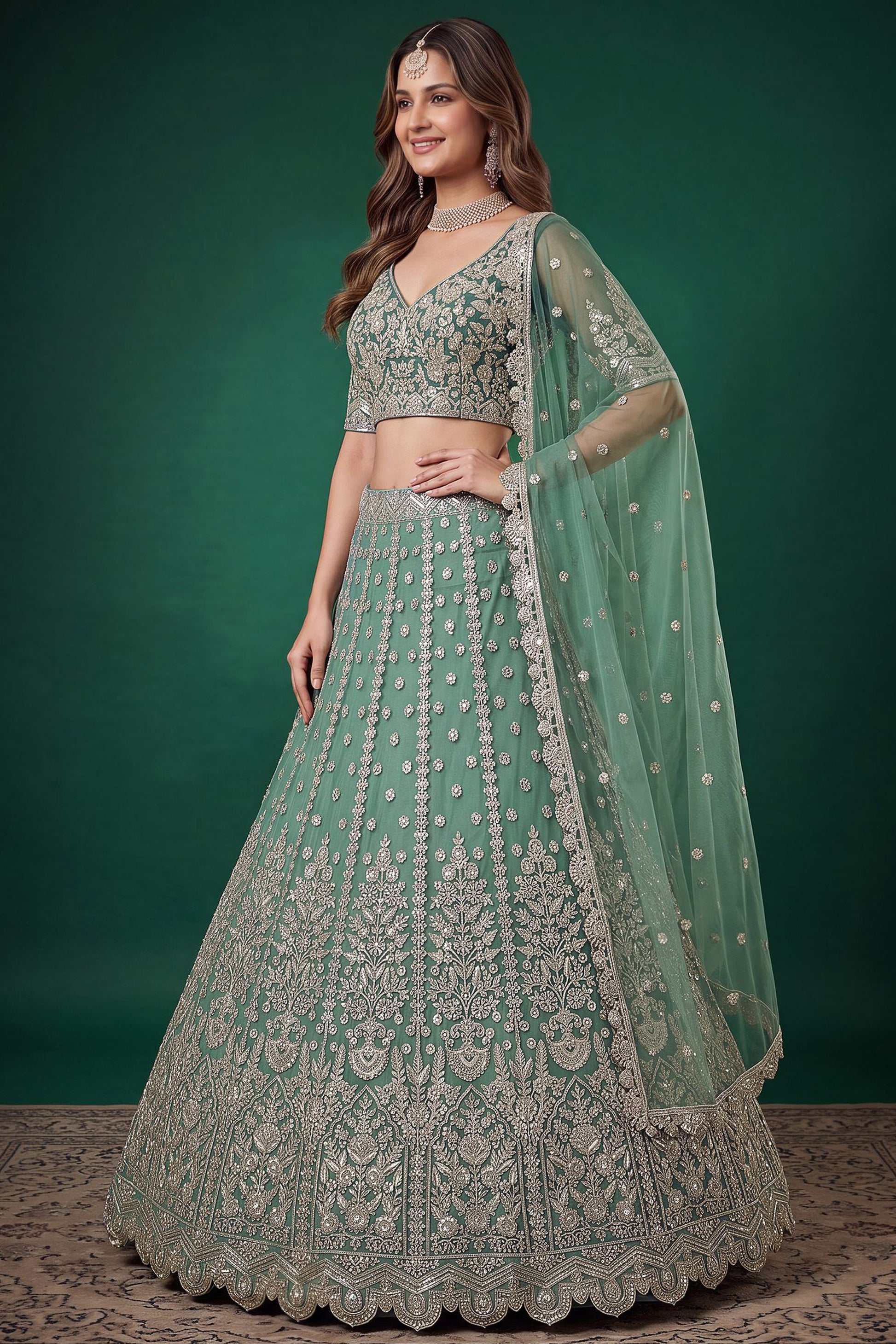 Pistachio green lehenga choli for Eid celebrations