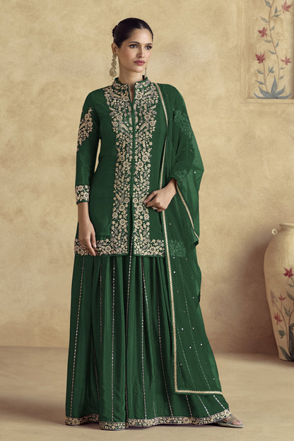 Premium Green Salwar Kameez Palazzo Suit For Women's Wear