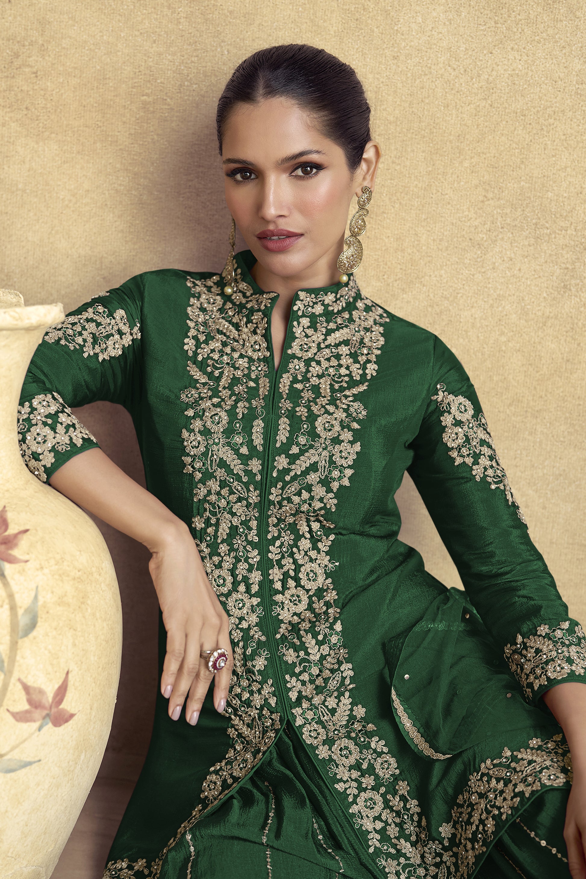 Premium Green Salwar Kameez Palazzo Suit For Women's Wear