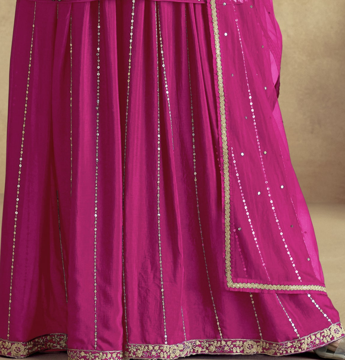 Eid and Diwali Magenta Pink Salwar Kameez Palazzo Suit for UK Women's