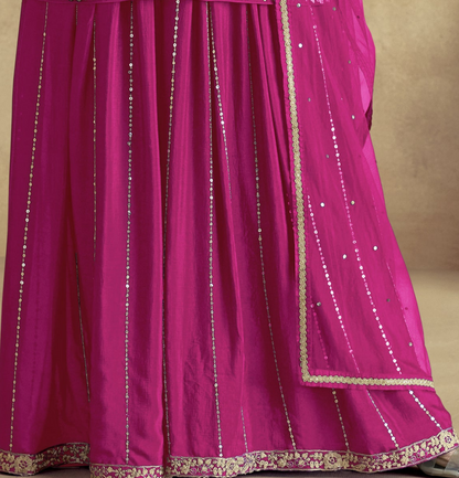 Eid and Diwali Magenta Pink Salwar Kameez Palazzo Suit for UK Women's