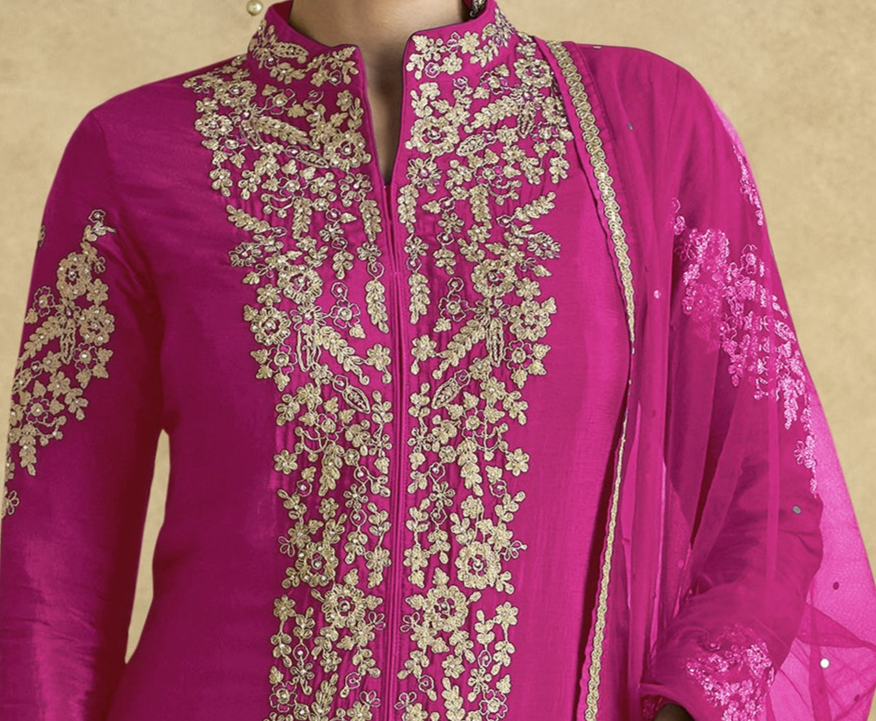 Eid and Diwali Magenta Pink Salwar Kameez Palazzo Suit for UK Women's