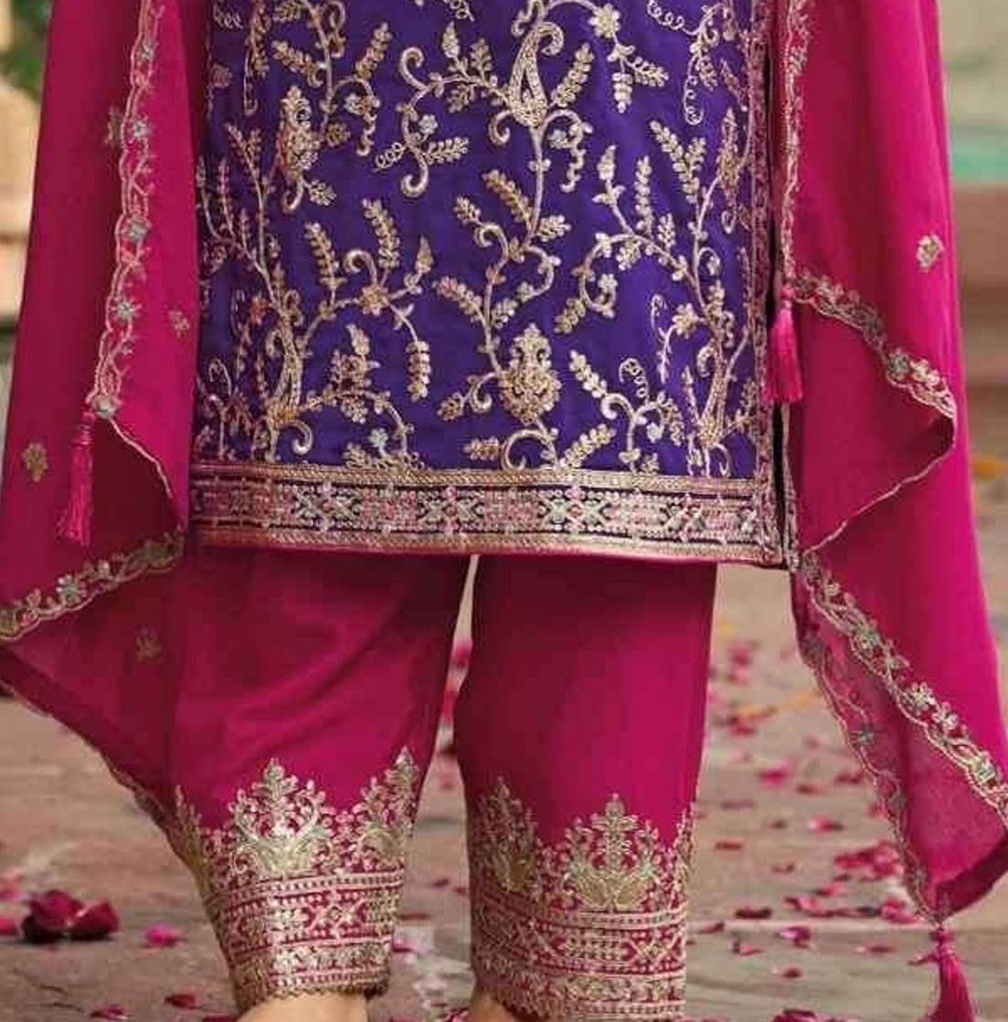 Exclusive Dark Purple Salwar Kameez Palazzo for Weddings and Events – Seyuri