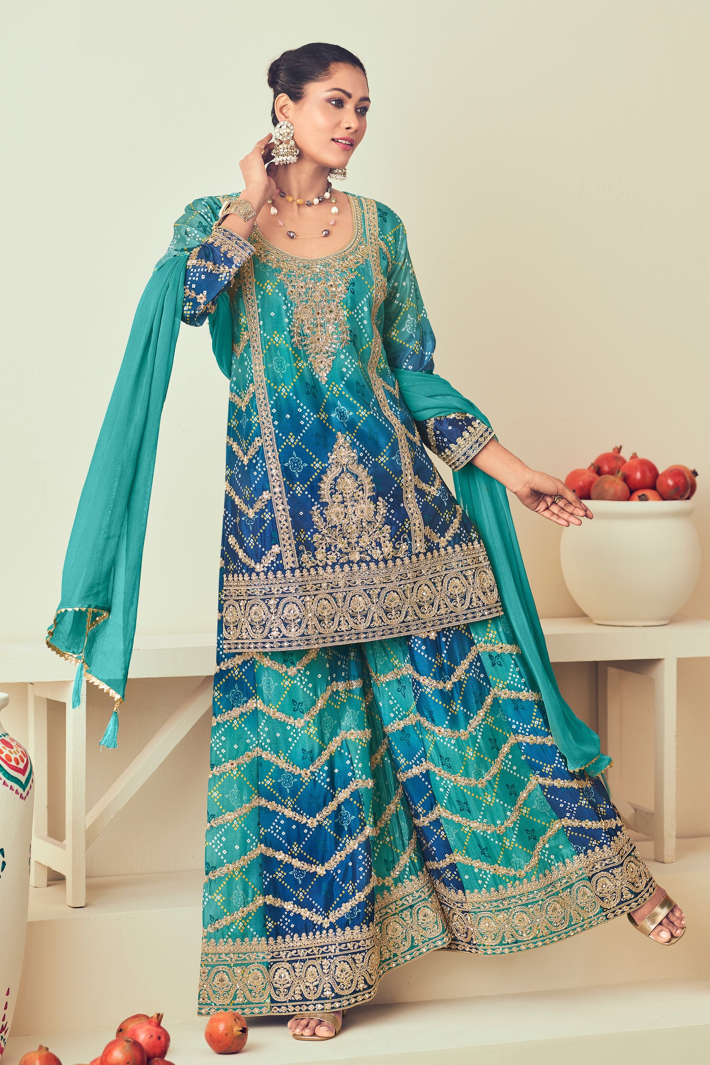 Floor-length Anarkali gown for Indian wedding USA
